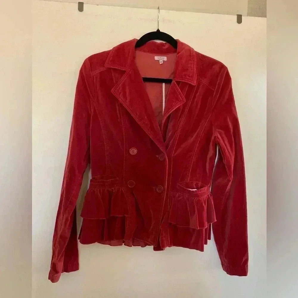 Crop Velvet Double Breasted Jacket in Medium
